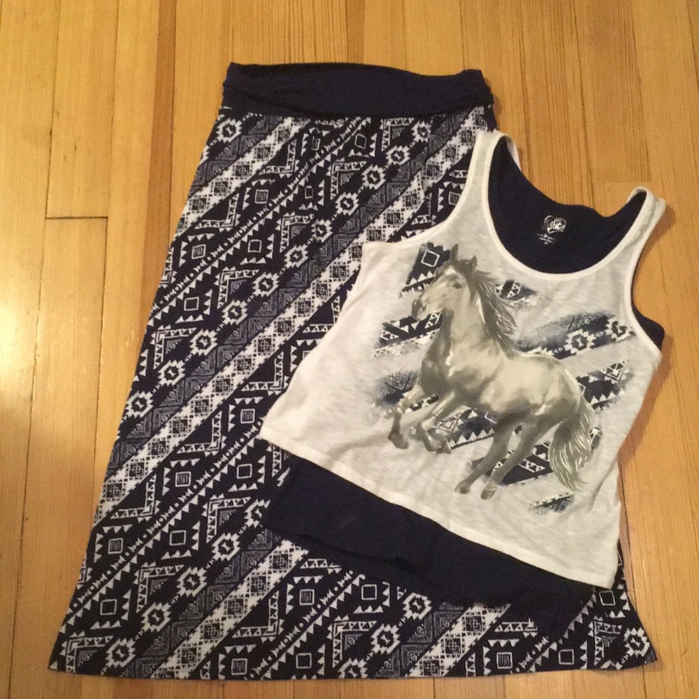Justice Tribal Horse Skirt and Top